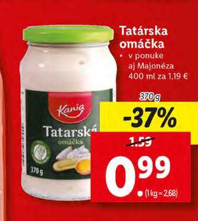 ARCHIV Tatarská omáčka Majonéza 225 g v akcii platné do 27 3 2022