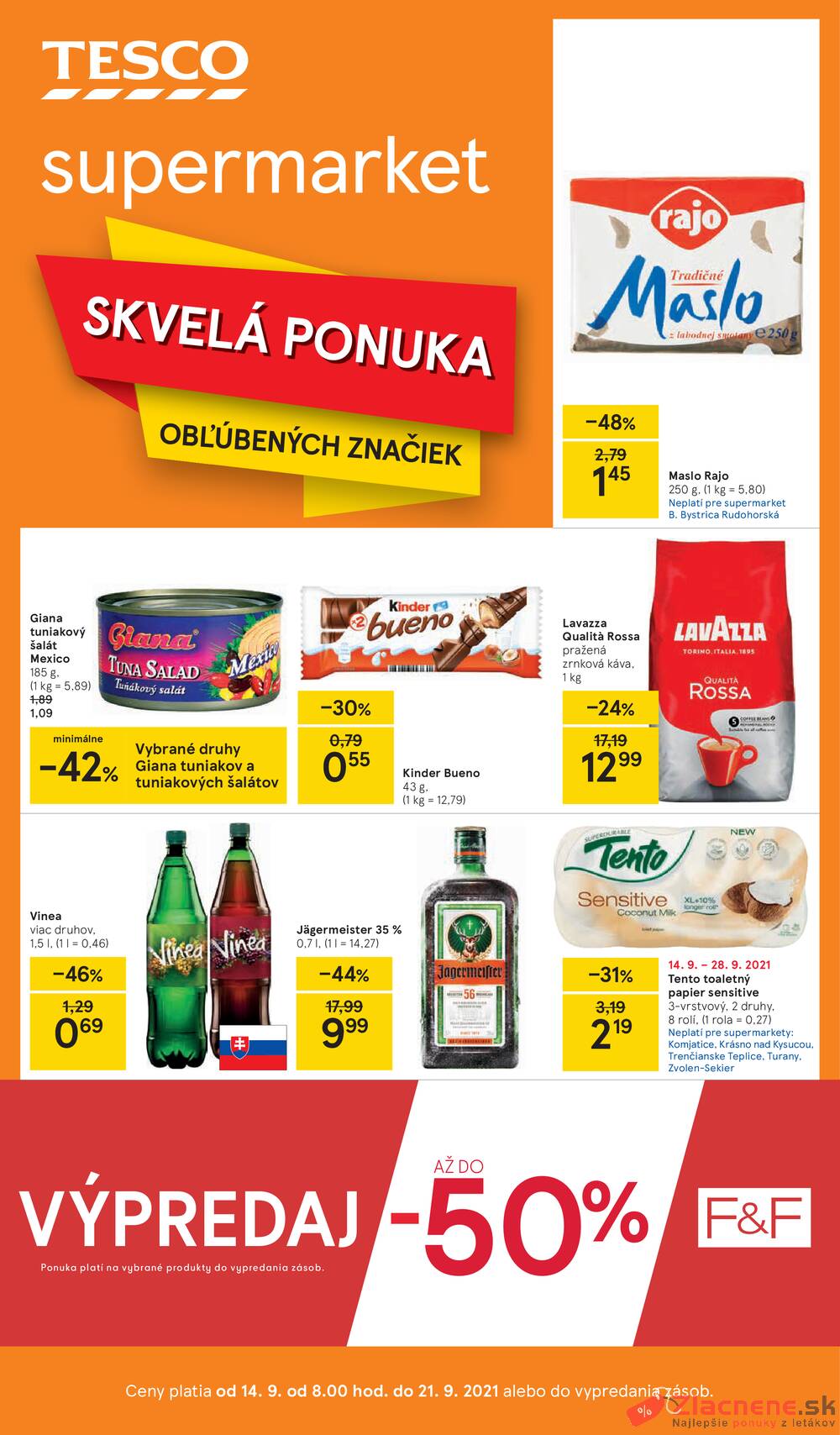 Leták Tesco - Tesco supermarkety od 15.9. do 21.9.2021 - strana 1 Leták Tesco - Tesco supermarkety od 15.9. do 21.9.2021 - strana 1