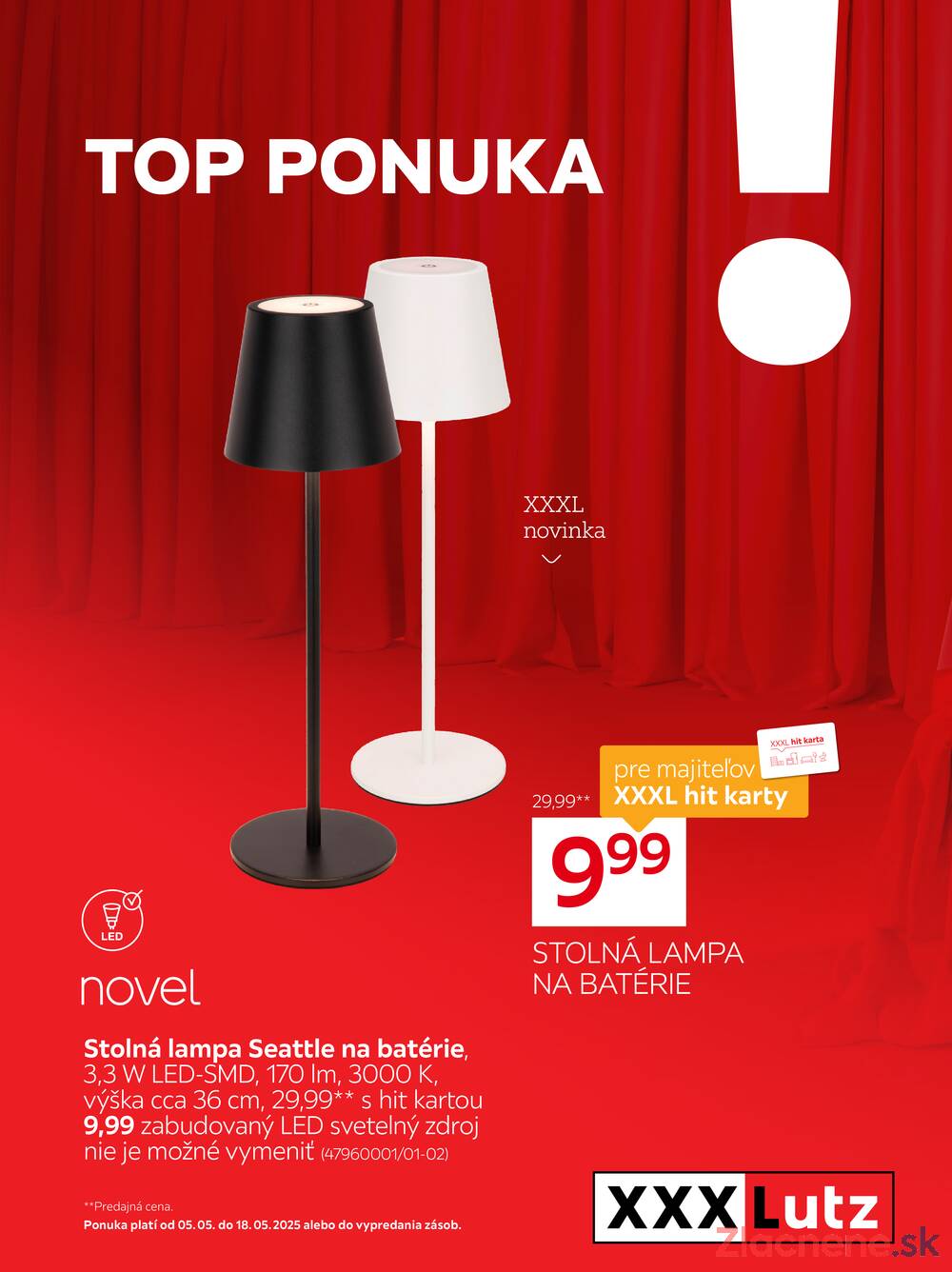 Leták XXXLutz - XXXLutz Stolná lampa 5.5. - 18.5. - strana 1