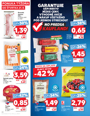 Kaufland 21.8. - 27.8. - Kaufland Vranov nad Topľou