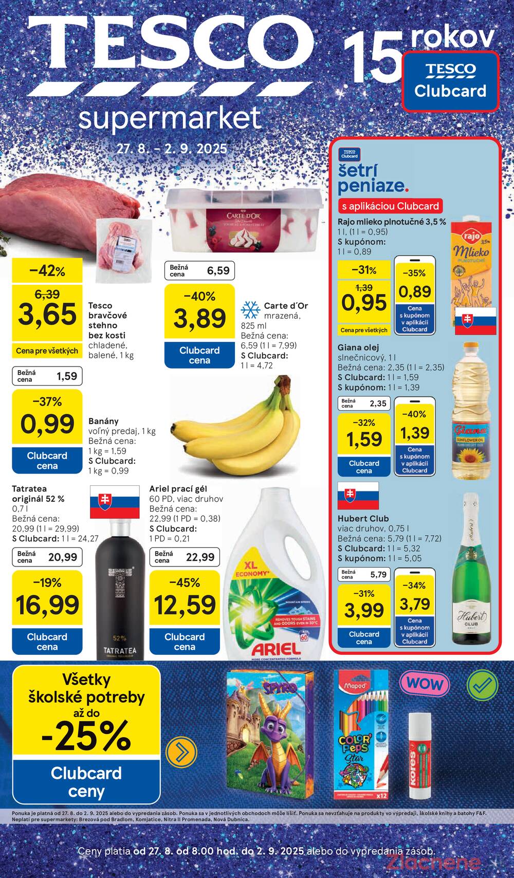 Leták Tesco - Tesco supermarkety od 27.8. do 2.9.2025 - strana 1 Leták Tesco - Tesco supermarkety od 27.8. do 2.9.2025 - strana 1