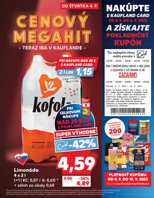 Kaufland 4.9. - 10.9. - Kaufland Tvrdošín