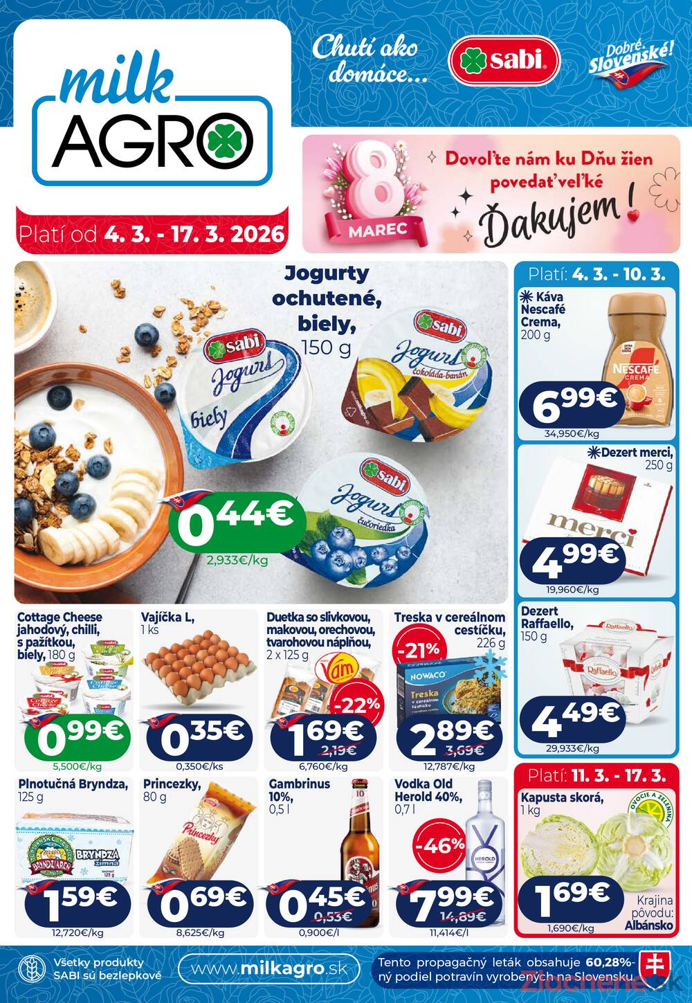 Leták MILK - AGRO - MILK - AGRO do 17.3. - strana 1