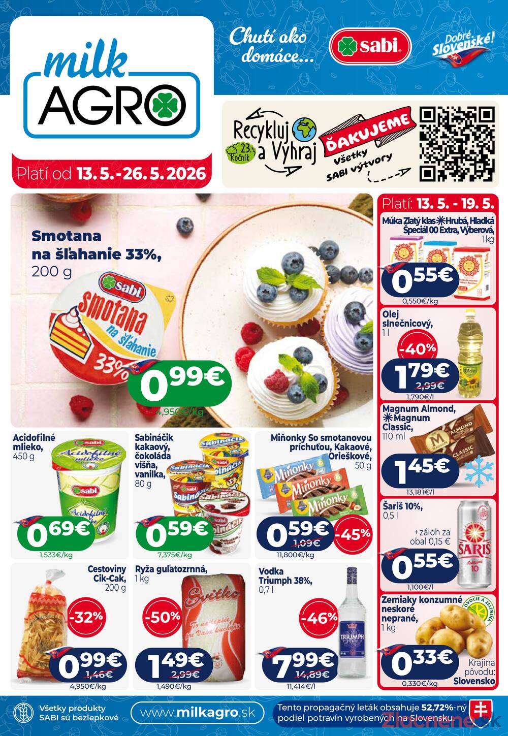 Leták MILK - AGRO - MILK - AGRO do 26.5. - strana 1