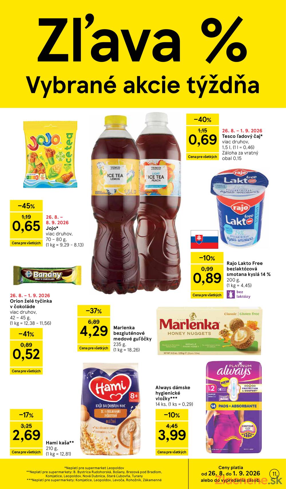 Tesco supermarkety od 26.8. do 1.9.2026