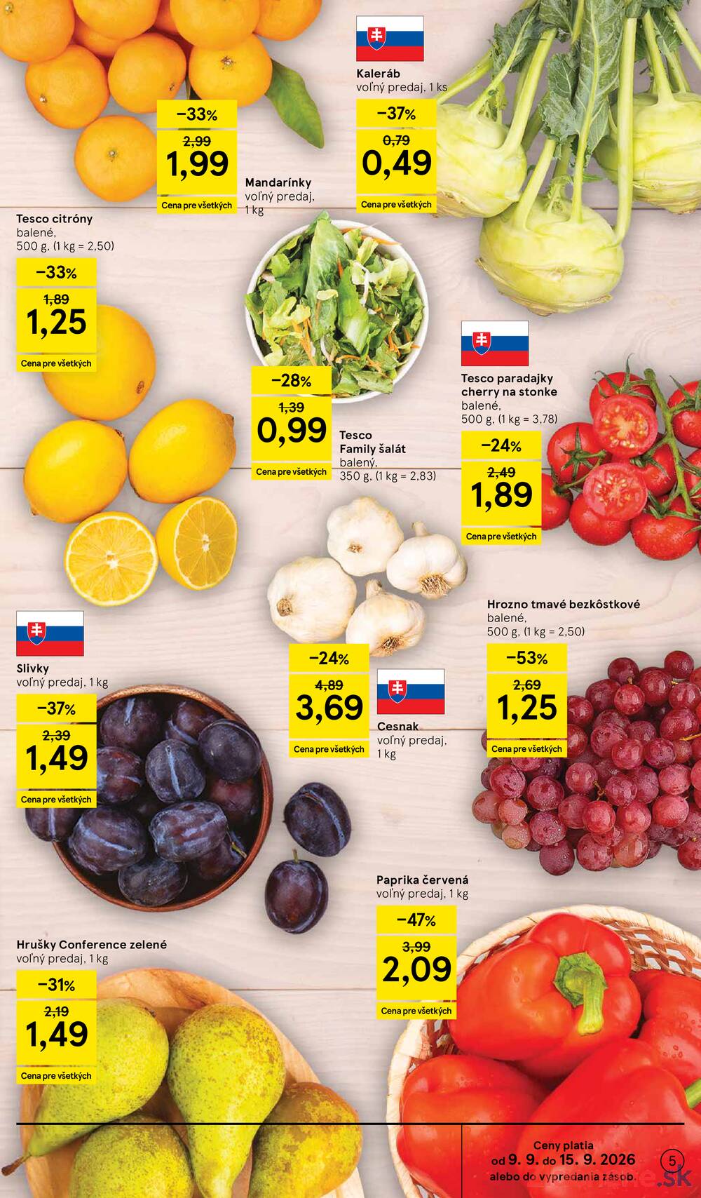 Tesco supermarkety od 9.9. do 15.9.2026