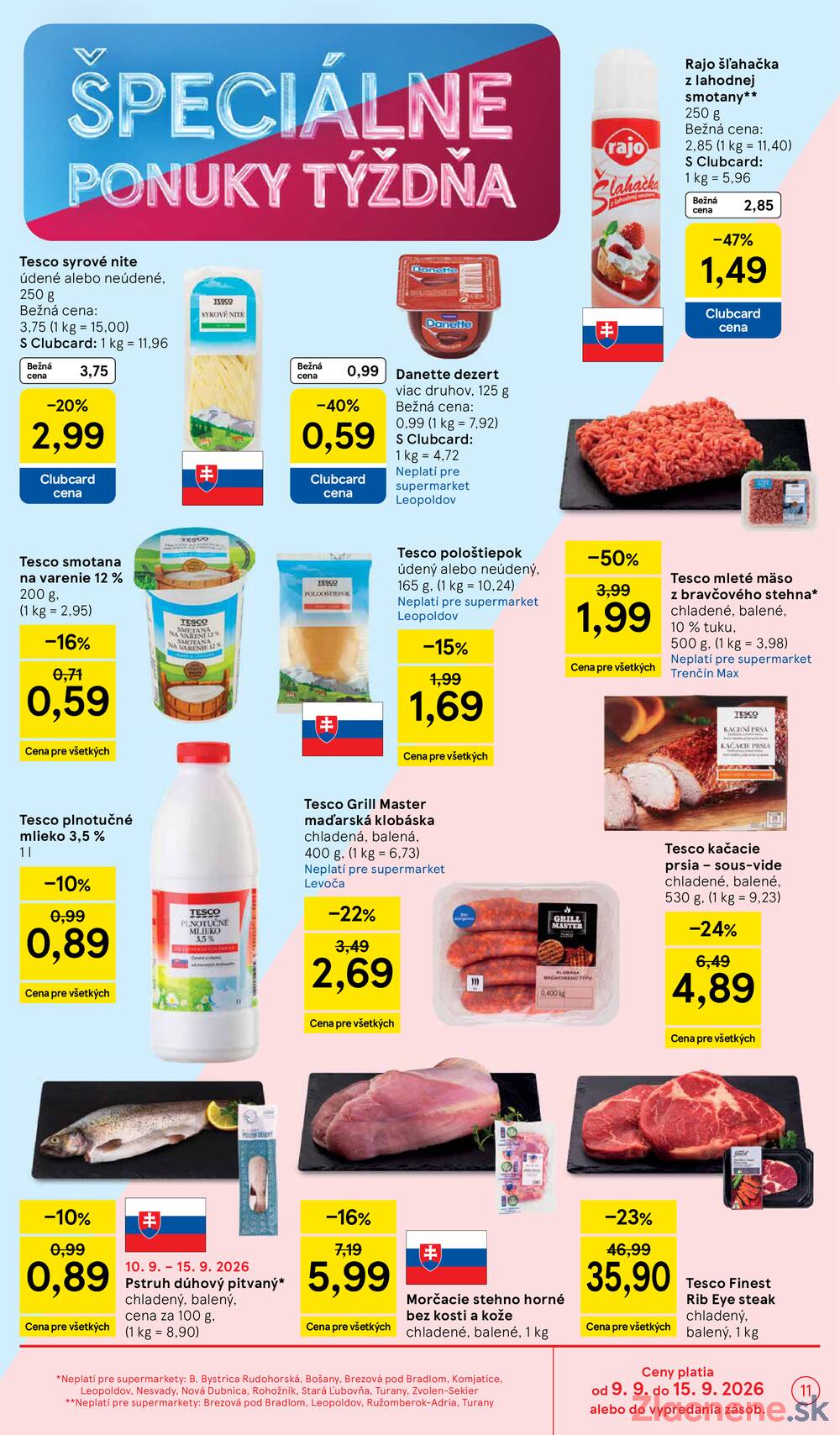 Tesco supermarkety od 9.9. do 15.9.2026