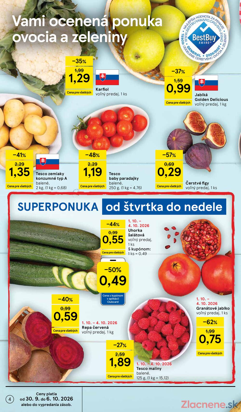 Tesco supermarkety od 30.9. do 6.10.2026