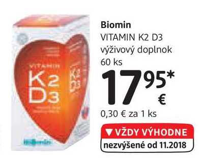 Biomin VITAMIN K2 D3 výživový doplnok, 60 ks