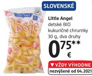 Little Angel detské BIO kukuričné chrumky 30 g, dva druhy 