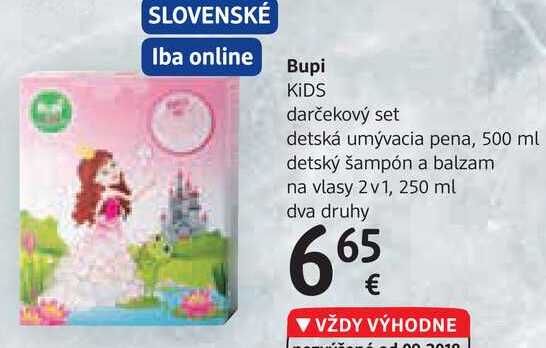 Bupi KiDS darčekový set - detská umývacia pena, 500 ml detský šampón a balzam na vlasy 2v1, 250 ml, dva druhy