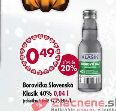 Borovička Slovenská Klasik 40% 0,04 l