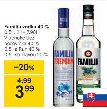 Familia vodka 40 %, 0,5 l