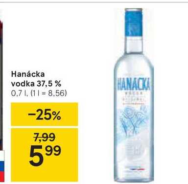 Hanácka vodka 37,5 %, 0,7 l