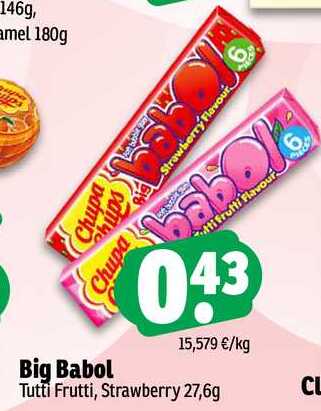 Big Babol Tutti Frutti, Strawberry 27,6g