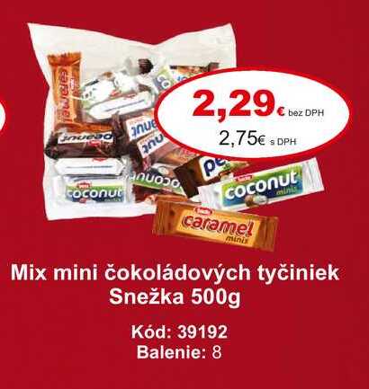 Mix mini čokoládových tyčiniek Snežka 500 g