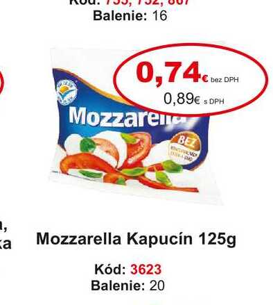 Mozzarella Kapucín 125g