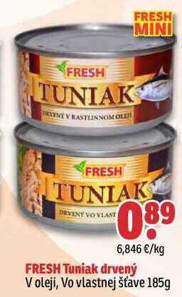 FRESH Tuniak drvený Voleji, Vo vlastnej šťave 185g