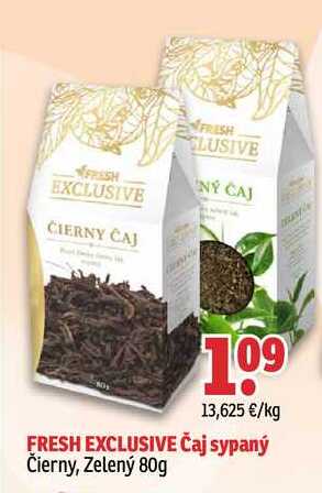 FRESH EXCLUSIVE Čaj sypaný Čierny, Zelený 80g