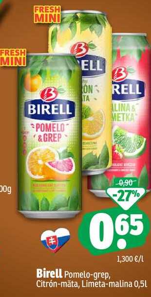 Birell Pomelo-grep, Citrón-mäta, Limeta-malina 0,5L