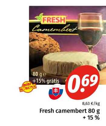 Fresh camembert 80 g + 15 % 