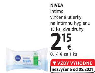 NIVEA intimo vlhčené utierky na intímnu hygienu 15 ks, dva druhy 