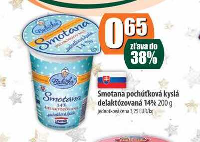 Smotana pochútková kyslá delaktózovaná 14% 200g