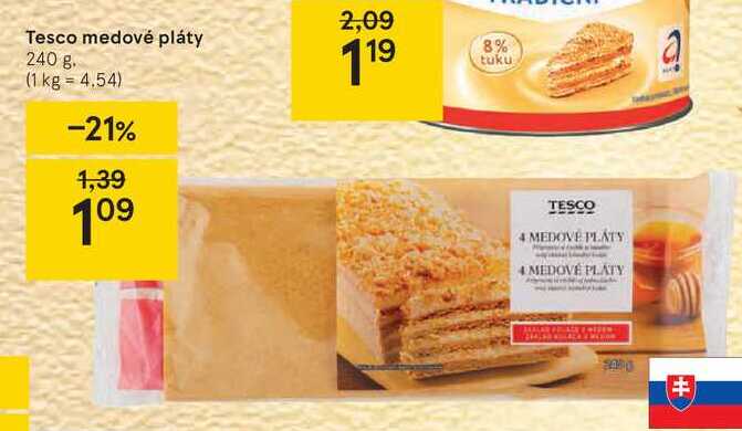 Tesco medové pláty, 240 g