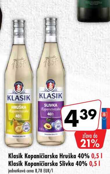 Klasik Kopaničiarska Hruška 40% 0,5 l