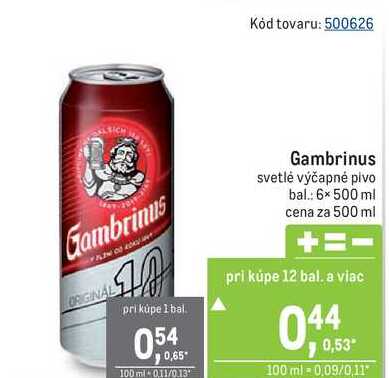 Gambrinus svetlé výčapné pivo 500ml