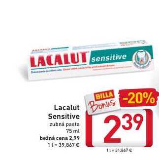   Lacalut Sensitive zubná pasta 75 ml 