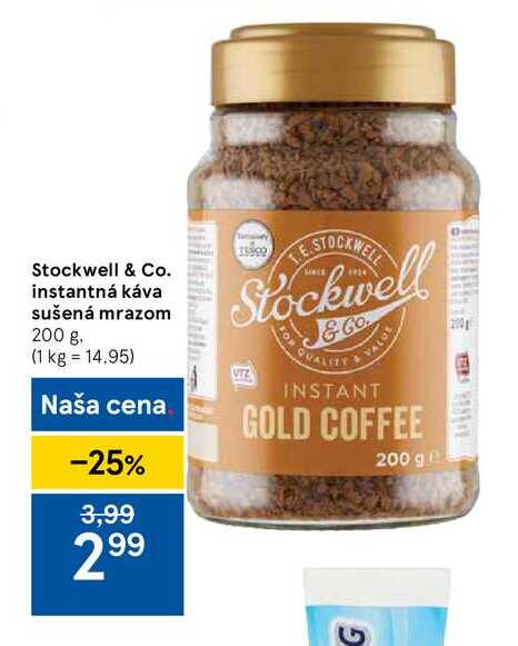 Stockwell & Co. instantná káva sušená mrazom, 200 g