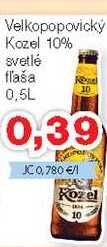 Velkopopovicky Kozel 10% svetlé flaša 0,5l