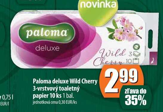 Paloma deluxe Wild Cherry 3-vrstvový toaletný papier 10 ks 