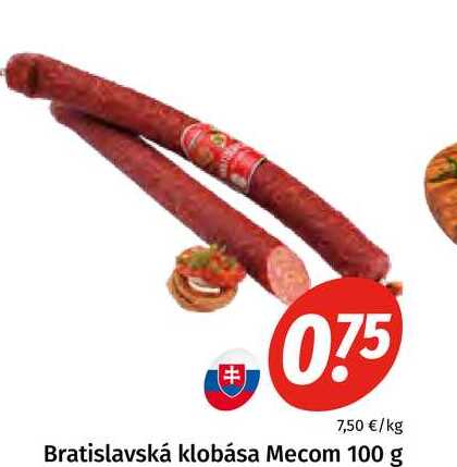 Bratislavská klobása Mecom 100 g 