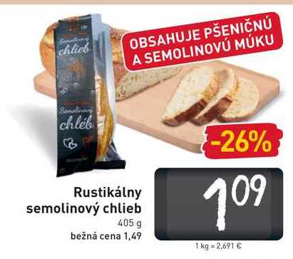  Rustikálny semolinový chlieb 405 g