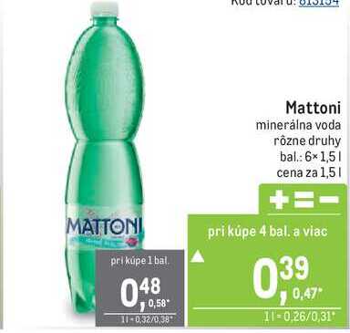 Mattoni minerálna voda rôzne druhy 1,5l
