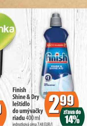 Finish Shine & Dry leštidlo do umývačky riadu 400 ml 