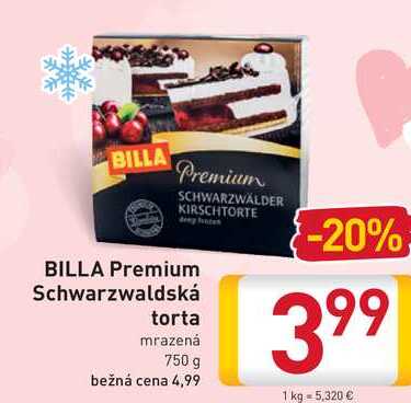 BILLA Premium Schwarzwaldská torta mrazená 750 g