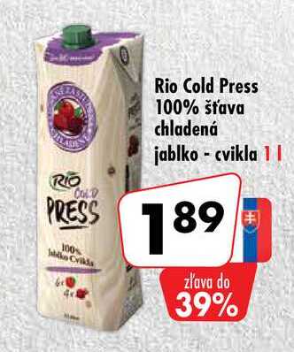 Rio Cold Press 100% šťava chladená jablko - cvikla 1 l