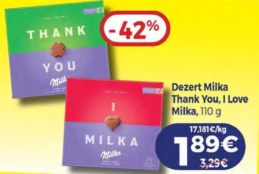 Dezert Milka Thank You, I Love Milka, 110 g