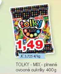 TOLKY - MIX- plnené ovocné cukríky 400g 