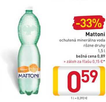   Mattoni ochutená minerálna voda 1,5 l