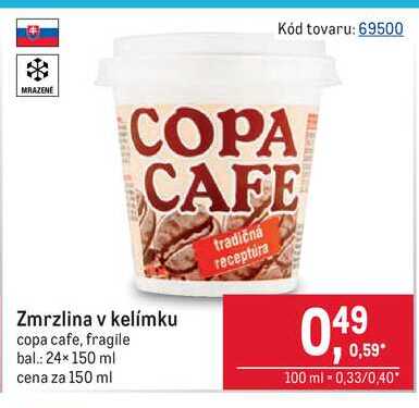 Zmrzlina v kelímku copa cafe, fragile 150ml