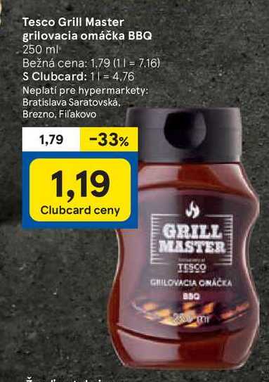 Tesco Grill Master grilovacia omáčka BBQ, 250 ml