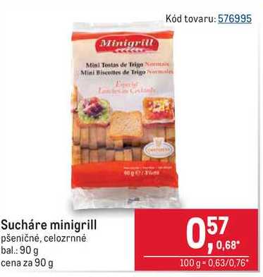 Sucháre minigrill pšeničné, celozrnné bal.: 90 g