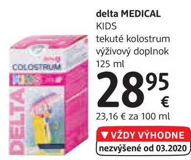 delta MEDICAL KIDS tekuté kolostrum výživový doplnok, 125 ml