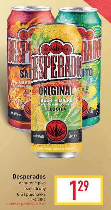 Desperados ochutené pivo rôzne druhy 0,5l