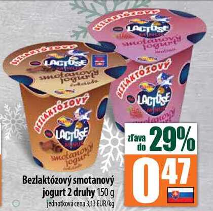 Bezlaktózový smotanový jogurt 2 druhy 150 g