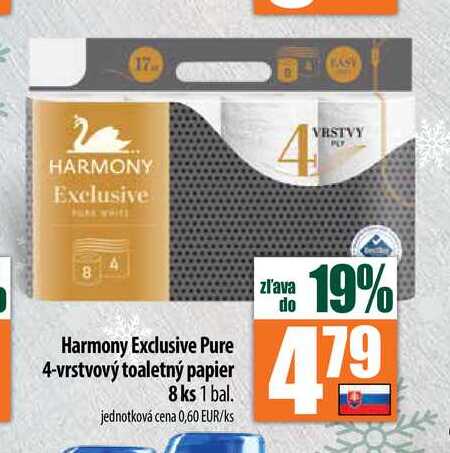Harmony Exclusive Pure 4-vrstvový toaletný papier 8 ks 